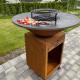 Wood Burning Metal Outdoor BBQ Table Corten Steel Fire Pit Barbecue Grill