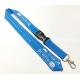 Polyester Blue Reflective Personalised Lanyards White Logo Safety Buckle Metal Hook