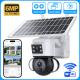 6MP Dual Lens Solar Panel Waterproof Surveillance Camera Flash Lights