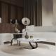 Circular Living Room Coffee Table Marble White Counter Top Black Base