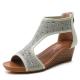 BS064 Back Zipper Wedge Sandals Female New Summer European And American Thick-Soled Ins Tide Bohemian Beach Shoes