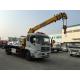 Dongfeng Recovery 6 Ton Wrecker Tow Truck , Flatbed Tow Truck Mounted With 6.3 Ton Telescopic Crane