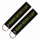 PMS Color Flight Tag Embroidered Keychain 130*30MM With Metal Ring