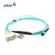 MTP to LC Multimode 50/125um Duplex Cable Aqua Fiber Optic Patch Cord OEM / ODM
