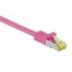 Flexible PVC Jacketed  RJ45 Cat7 Cable Cat 7 Ethernet Patch Cable Pink 300Volt