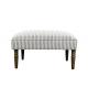 Timber Legs Square Ottoman Footstool Striped Fabric Large Rectangular Footstool