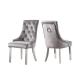 Velvet Tufted 54x64x100cm Gray Upholstered Dining Chairs Stainless Steel Foot