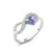 Antique Style Blue Sapphire Engagement Ring Set 14 White Gold