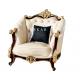 Royal Style Cream Color 6 Seater With Luxury Carving Leather Sofa Set