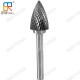 Arc Pointed Nose Type G Tungsten Carbide Rotary Burrs Tree Shape Double thread  6mm shank