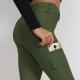 Green Printed Horse Riding Pants Nylon Full Seat Silicone Leggings With Phone Pocket