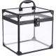 Portable Cosmetics & Toiletry Organizer Box, Clear Train Case  Latches & Handle Travel Makeup Tools Storage Organize