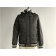 Chocolate Textured Bomber Puffer Jacket Detachable Hood For Menswear Tw58230