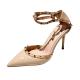 YTH011 Sandals Female New Summer Baotou Fine-Heeled Rivet Fashion High-Heeled Shoes Sexy Pointed Toe Female Word With Ve