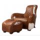 Defaico Saddle Leather Chair And Ottoman Antique Leather Armchairs