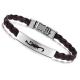 Tagor Stainless Steel Jewelry Super Fashion Silicone Leather Bracelet Bangle TYSR002