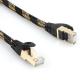 ISO Gigabit Cat 7 Shielded Ethernet Cable Nylon Black Yellow Braided