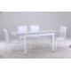 Fashion Retractable Rectangle White Tempered Glass Dining Table