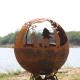 Outdoor Fire Ball Corten Steel Sphere Round Fire Pit With Manual Ignition