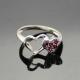 Women Jewelry 925 Silver Heart Ring with Red Cubic Zircon (JY058)