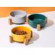Unique Ceramic Pet Feed Bowl With Wooden Stand Cat Food Drinking Bowl Dish