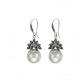 Sterling Silver White Pearl Dangle DropEarrings Thai Vintage Jewellery(E12035WHITE)