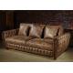 Soft Vintage Fabric 2 Seater Leather Sofa Durable Linen For Living Room