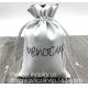 Customized Satin Hair Bag,Small Recyclable Gift Bag,Double Satin Drawstring Bag,Luxury Shinny Cream Satin Pouch With Rib