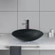 Oval Shaped Black Round Vessel Sink Colored Tempered Glass Acid Matt Countertop