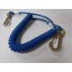 Solid blue plastic flexible spring string coil bungee lanyard key coil protection for tool