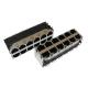 Stacked 2x6 Multi Port RJ45 PA46 Plastic Housing 750 Mating Cycles Life Time