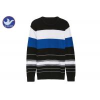 Half Cardigan Knitting Blue And White Striped Sweater Mens Long Sleeves Pullover