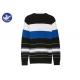 Half Cardigan Knitting Blue And White Striped Sweater Mens Long Sleeves Pullover