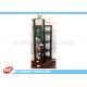 4 - Shelves Solid Wood Soft Drinking Display Stand With Printing Logo / Metal Wire