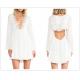 Dongguan latest autumn long sleeve low neck cut-out back dress with lace trims