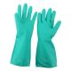 13 INches Gloves Green Nitrile For Chemical Handling Flock Lining 33cm