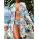 Blue Three Piece Swimwear For Women Featuring Padded Cups Europe Comfortable Fashiopn Durable