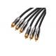 VK30143 Black Coaxial 3 RCA Audio Cable , Male To Male Audio Video Cable