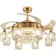Modern LED Crystal Ceiling Fan Light , Invisible Acrylic Blade Ceiling Fan Remote Control
