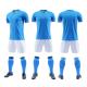 Men Blue Plain Soccer Jersey Football Uniform Set Breathable Quick Drying