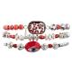 Leopard Print Glass Crystal Charm Bracelet With Red Silver Beads