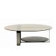 Livingroom Furniture High Gloss Round Glass Coffee Table with Stainless Steel Frame