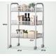 Silver Kitchen Basket Rolling Cart Wire Storage Shelves With Wheels 11 Deep