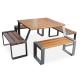 1930L*1930W*680H Steel Wooden Outdoor Table And Bench Seats