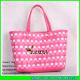 LDSL-027 pink &white mixed woven strap shopping bag large pp beach straw tote bag