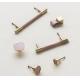 5 Inch Real Leather Handles Cabinet Brass T Bar Pulls Pink Single Hole Knobs