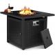 Rattan Style Outdoor Gas Firepit 28'' Square Patio Propane Gas Black
