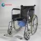 2 In 1 Folding Steel Wheelchair With Removable Seat Cushion Toilet Bowl Multipurpose Commode Chair