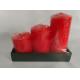 3pk red pillar candle shrinked with paper tray