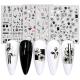 OEM 3D Nail Art Decals Stickers Non Toxic Black White Horror Colors